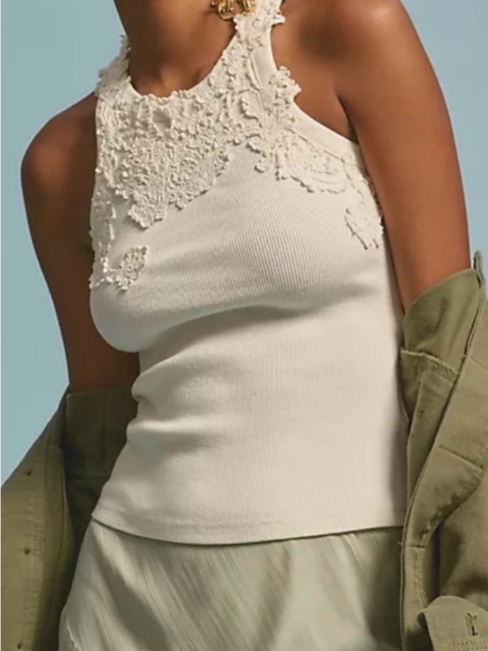 Anthropologie Pippah Lace Appliqué Tank